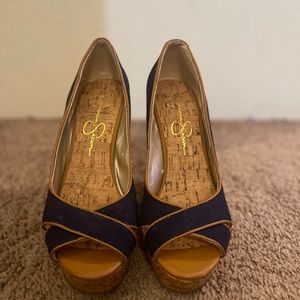 Jessica Simpson Navy Cork Wedges size 6 women’s